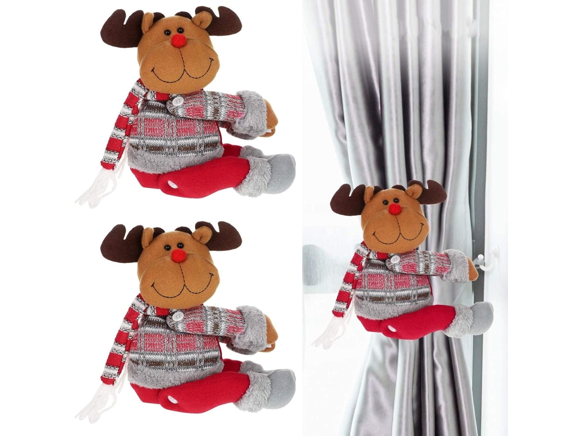 Conjunto De 2 Presilhas De Cortina De Natal Com Papai Noel E Boneco De Neve Para Decoração De Natal E Janelas Aquaforge