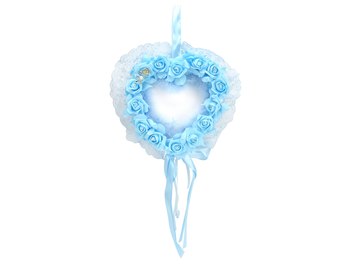 Coroa Artificial Coração Decoração Casamento Azul