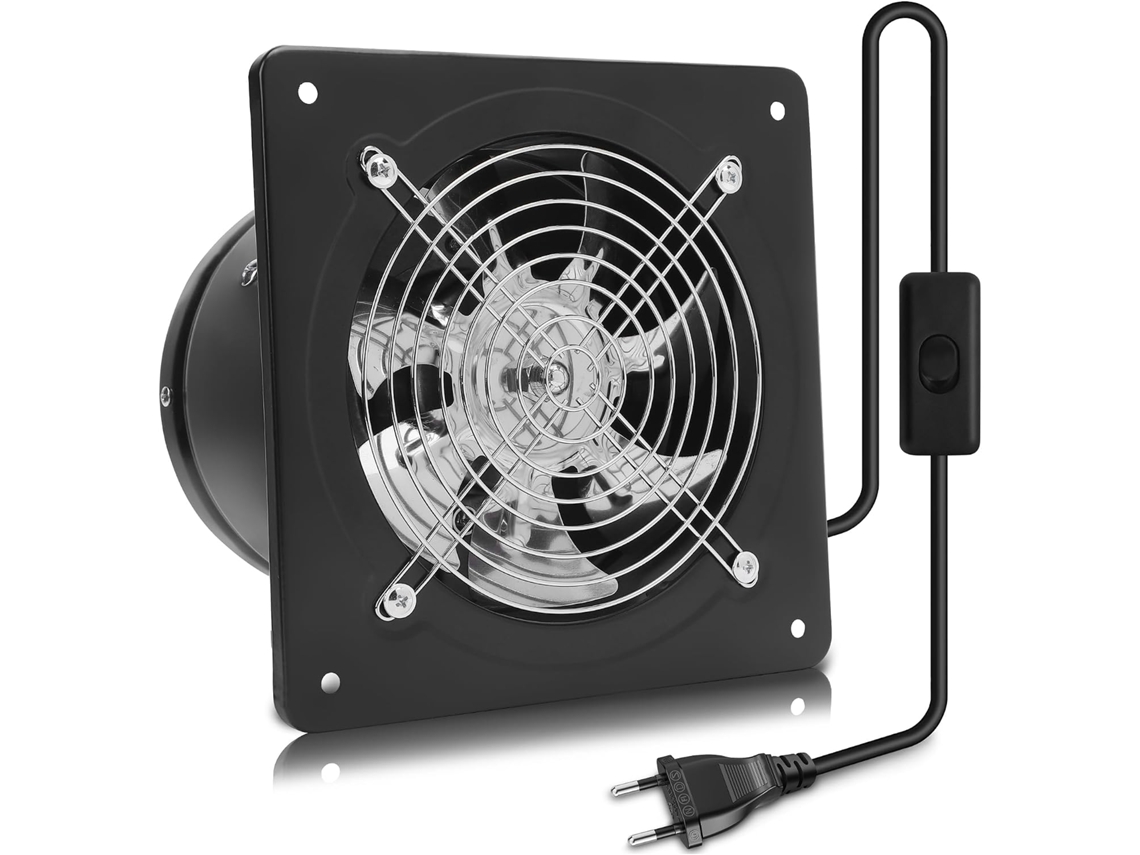 Exaustor de ar de 100 mm com interruptor, 4 polegadas, 140 m³/h, para cozinha e banheiro.