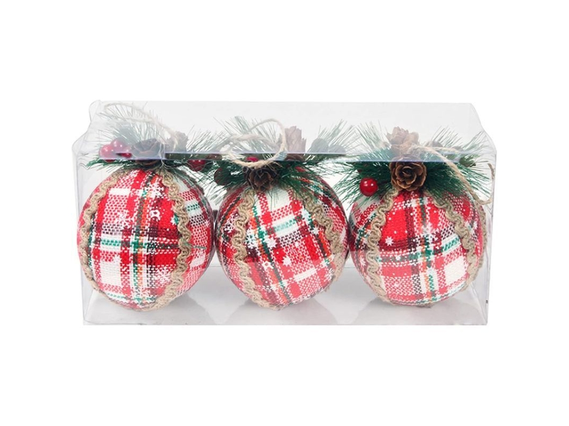 Conjunto de 3 Bolas de Natal Plástico Inquebrável | S/MARCA