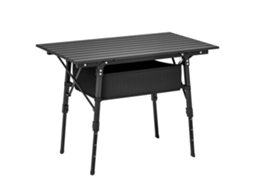 Mesa de camping ajustável com cesta de armazenamento dobrável alumínio Preto S/MARCA