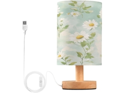 Luminária De Cabeceira Led Para Quarto, Luminária De Leitura Com Cúpula Tecido, Base De Madeira E Porta Usb Para Quarto