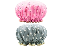 Conjunto De Touca Banho 2 Peças, Touca De Banho Impermeável Camada Dupla Com Elástico, Borda Franzida, Cobre As Orelhas