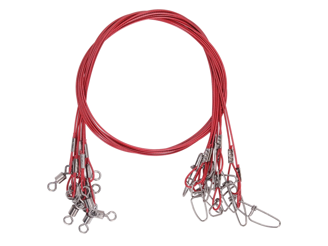 10pcs linhas de pesca de 50cm com anzóis anti mordida e rotadores S/MARCA