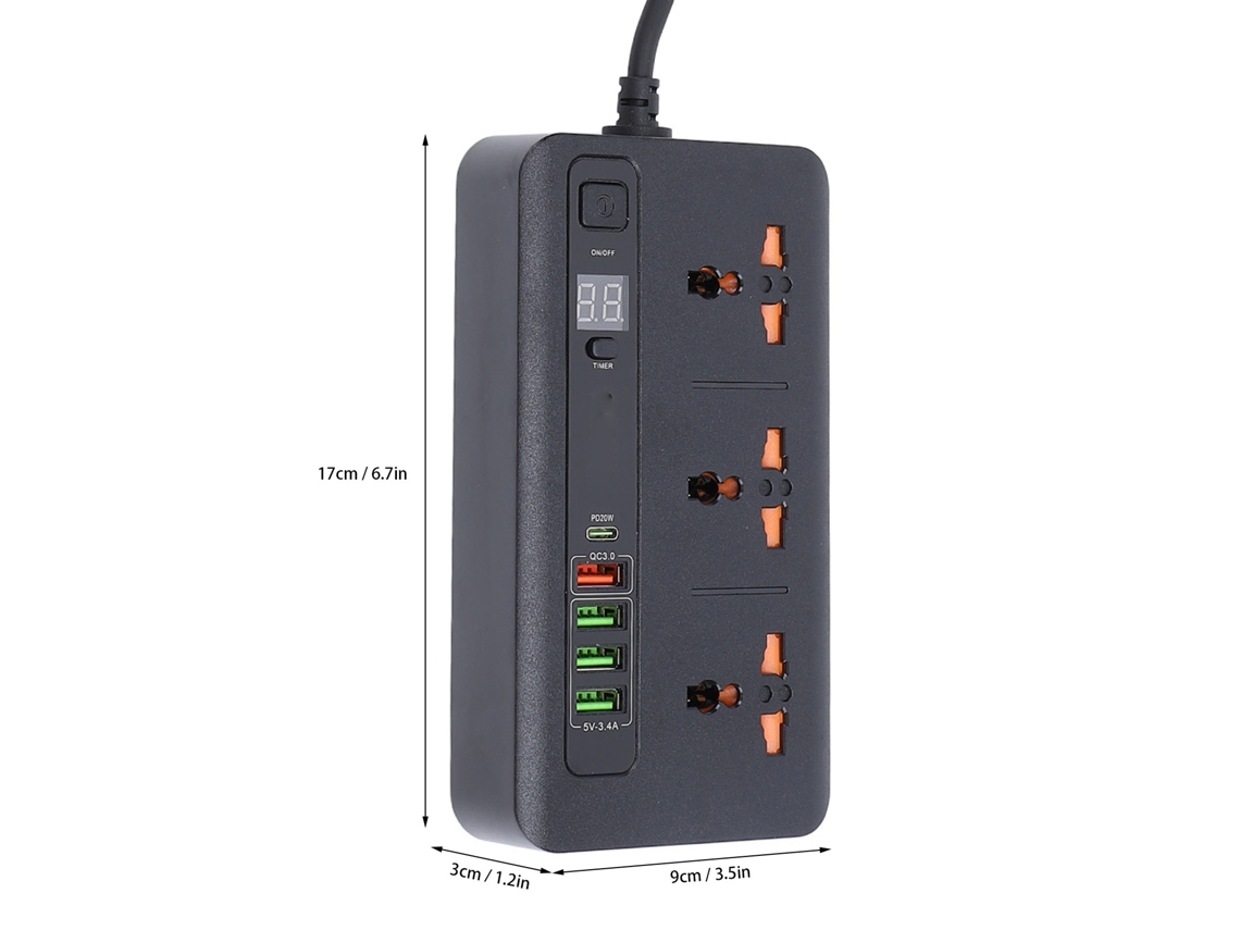 Laxiscreed Extensão Power 3000w Com Carregamento Rápido Usb Pd20w E Qc3.0