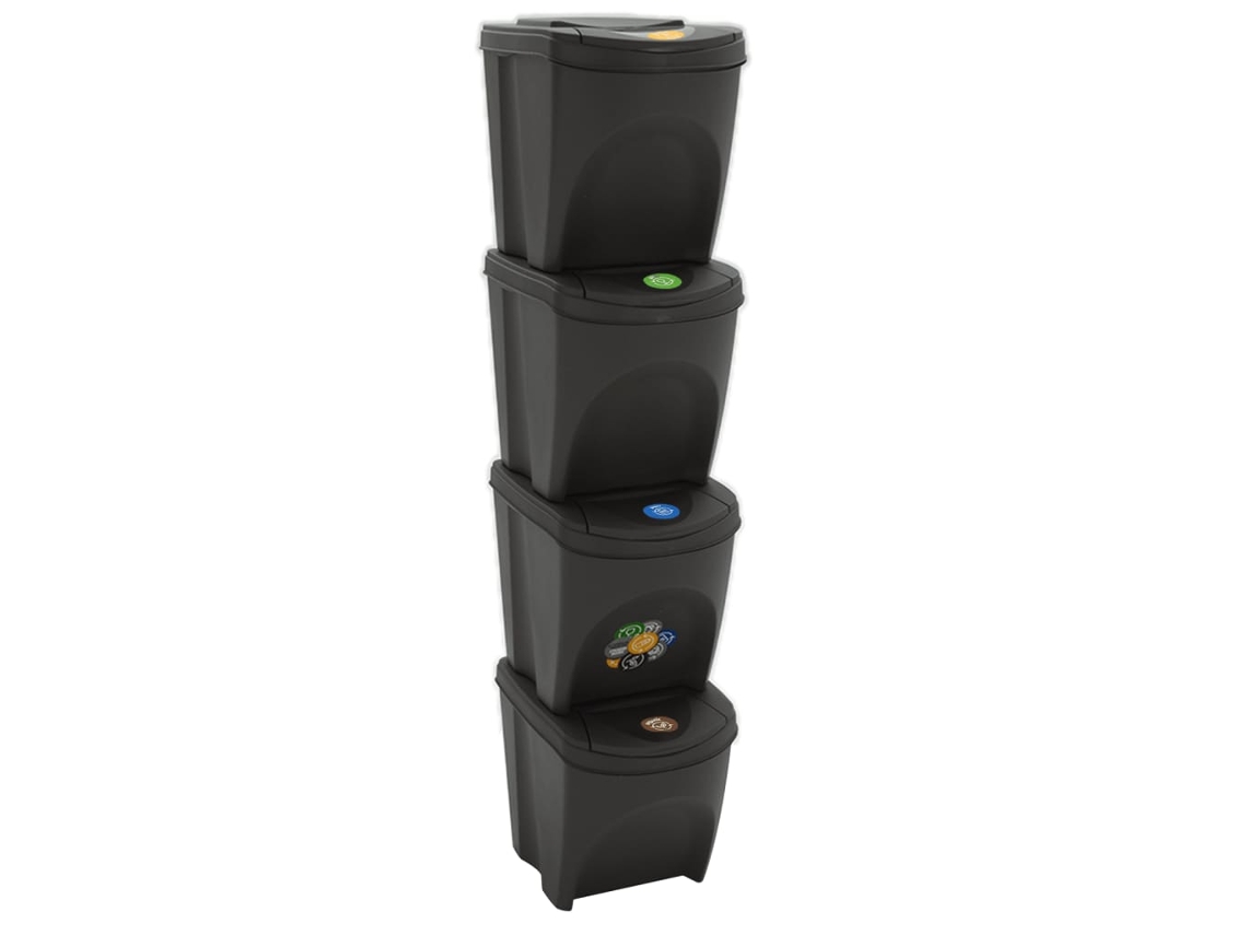 Vidaxl Caixotes Do Lixo Empilháveis 4 Pcs 100 L Polipropileno Cinzento