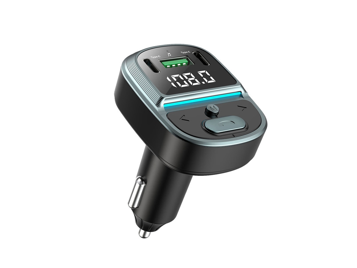 Transmissor Fm YIZHOOD Gz07 Bluetooth 5.4 Wireless Bluetooth Mp3 Player Chamada Mãos-Livres Dual Usb Pd Carregador Rápido Roda de Rolo Preto