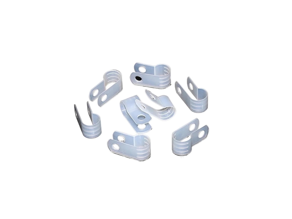 100 Cartões De Isolamento Fio Brancos 8, 4mm, Clipe De Fio Tipo R, Clipe De Plástico Fixo, Botão Fixo