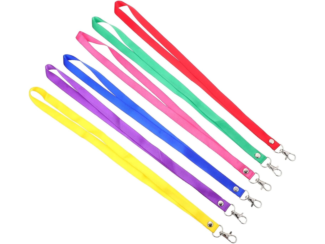 Conjunto De 6 Cordões Porta Crachá Em Nylon, Alças Pescoço Chaveiros E Pen Drives, Ideais Escritório, Camping