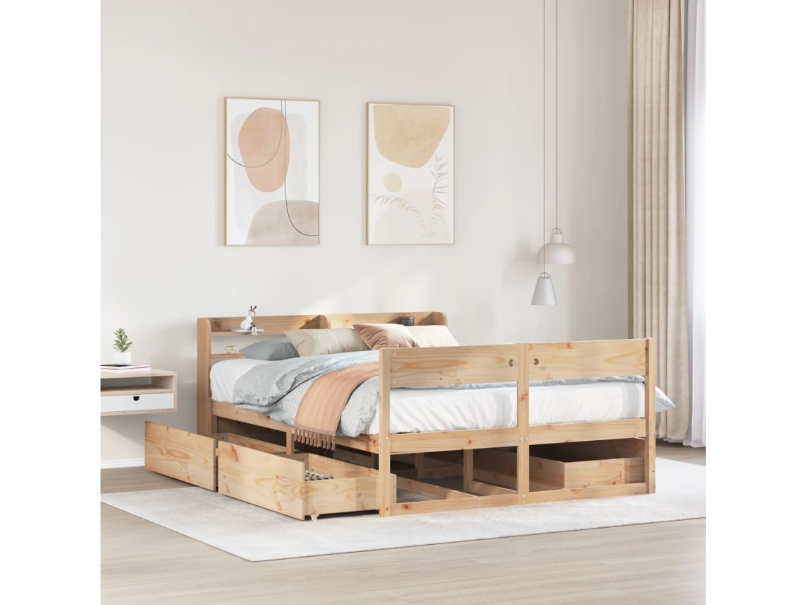 Vidaxl Cama Sem Colchão 160x200 Cm Madeira De Pinho Maciça