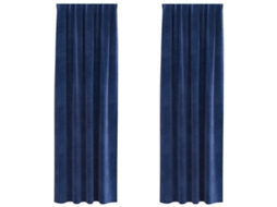 Conjunto 2 Cortinas Opacas Vidaxl Azul Veludo (140 X 245 Cm)