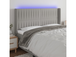 Vidaxl Cabeceira Cama C/ Luzes Led Tecido 183x16x118/128cm Cinza-claro