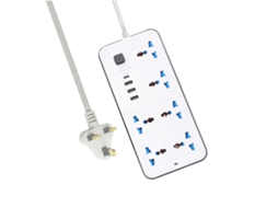 Extensão com 6 tomadas AC, 3 USB, 1 Type C e proteção contra surtos para casa e escritório LAXISCREED
