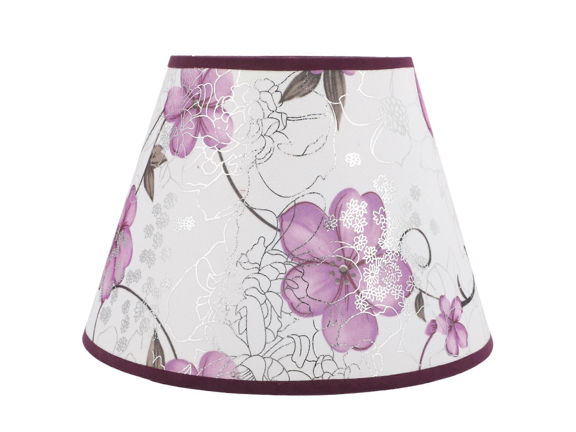 Lámpara de tela con estampado floral, de mesa o de pie, color morado-aquaforge