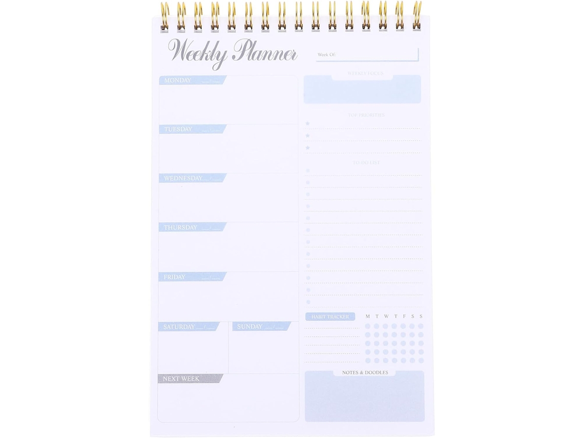 Agenda Semanal Com Abas, Bloco De Notas Leve Para Listas De Tarefas E Lembretes Gokoco