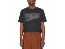 Rockinstone Back To The Future Movie Logo White Heather Black Adult T-shirt Size:l