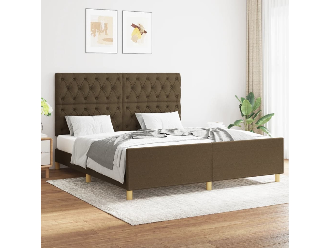 Vidaxl Estrutura De Cama Sem Colchão 160x200 Cm Tecido Castanho-escuro
