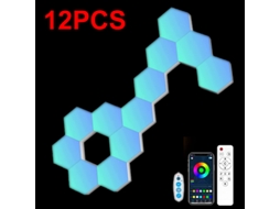 (12 Peças) Luminária Noturna Hexagonal De Led Rgb, Controle Remoto Bluetooth, Controlável Por Aplicativo.