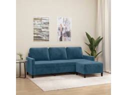 Vidaxl Sofá De 3 Lugares Com Apoio De Pés 180 Cm Veludo Azul