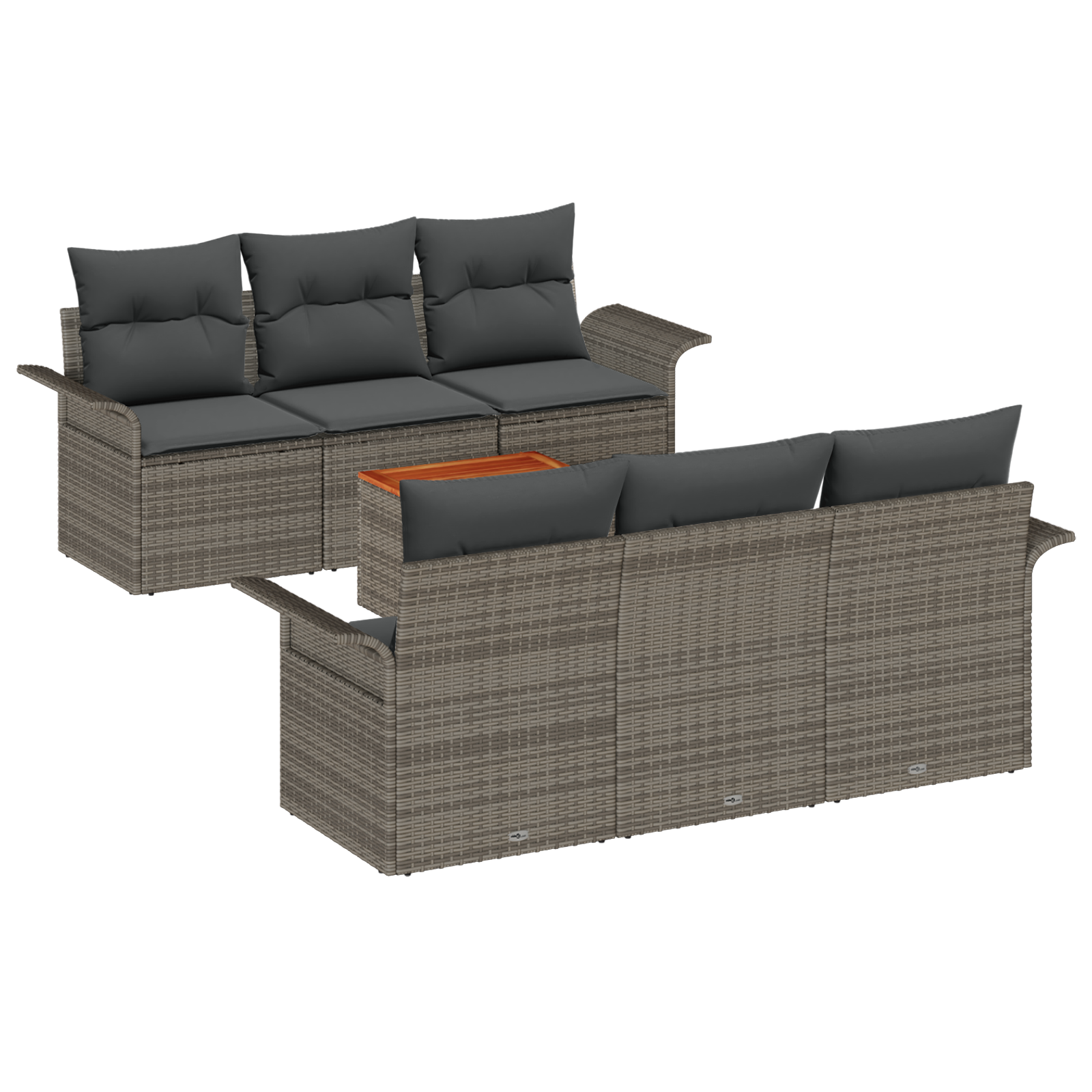 Conjunto 7 Conjunto De Sofás Para Exterior Vidaxl Cinzento Vime Pe (196 X 62 X 69 Cm)