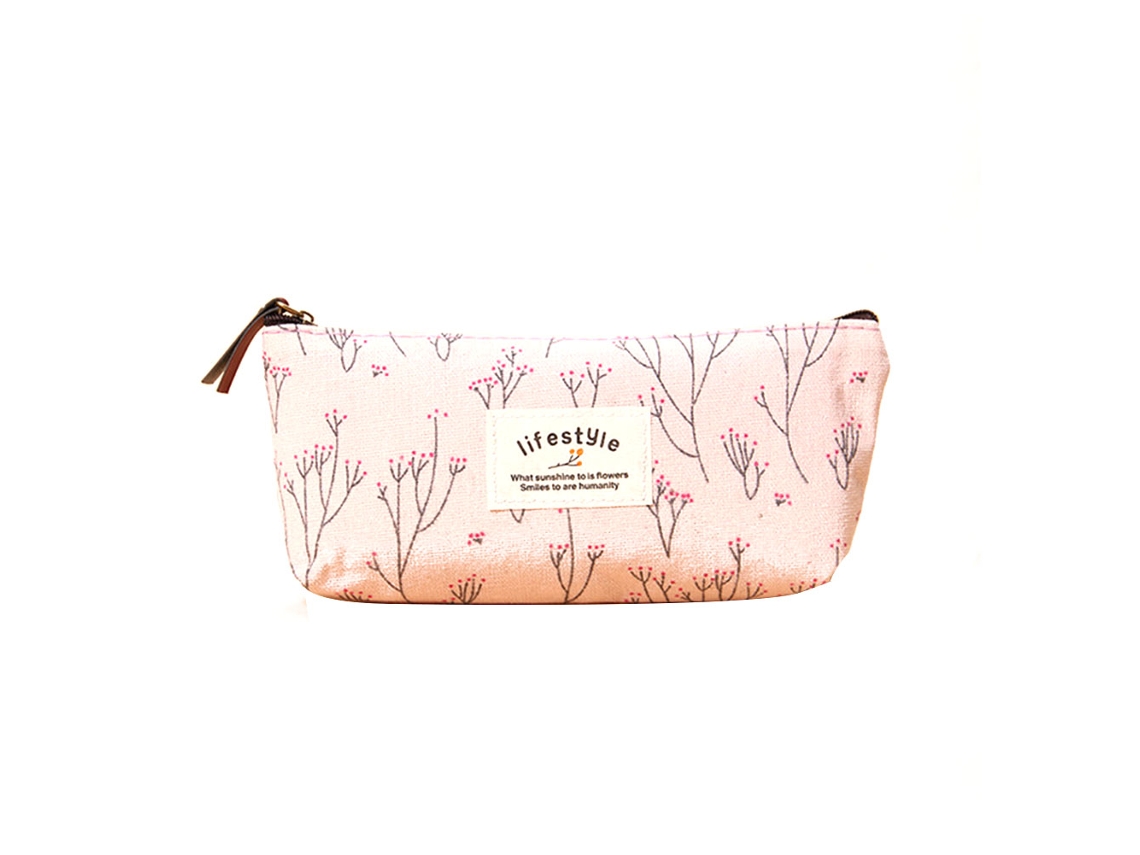 Estuche De Lápices Y Bolígrafos Floral Sweet Flower Multifuncional De Tela Rosa