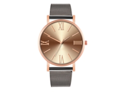 Reloj De Moda Para Parejas Con Correa De Malla Dial Redondo Cuarzo Unisex