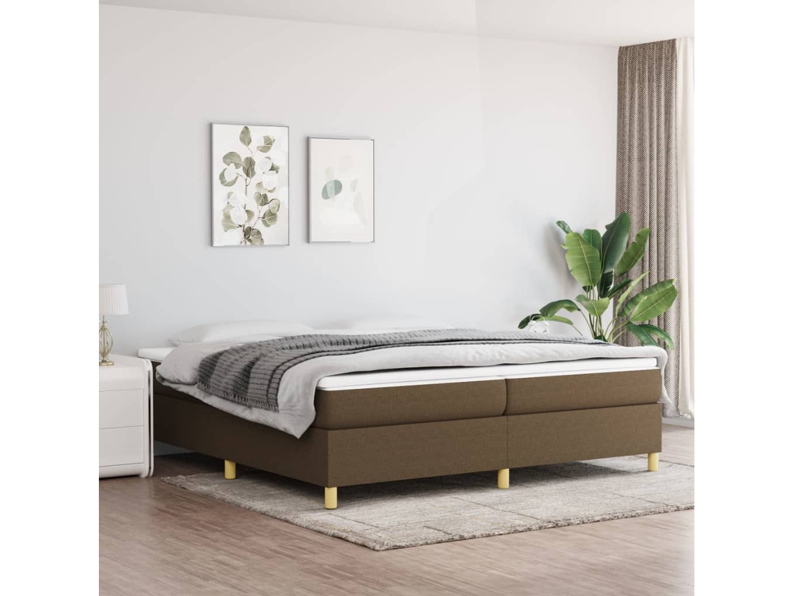 Estrutura De Cama Sem Colchão 200x200 Cm Tecido Castanho-escuro