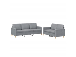 2 Pcs Conjunto de Sofás com Almofadões Tecido Cinzento claro MAISON EXCLUSIVE