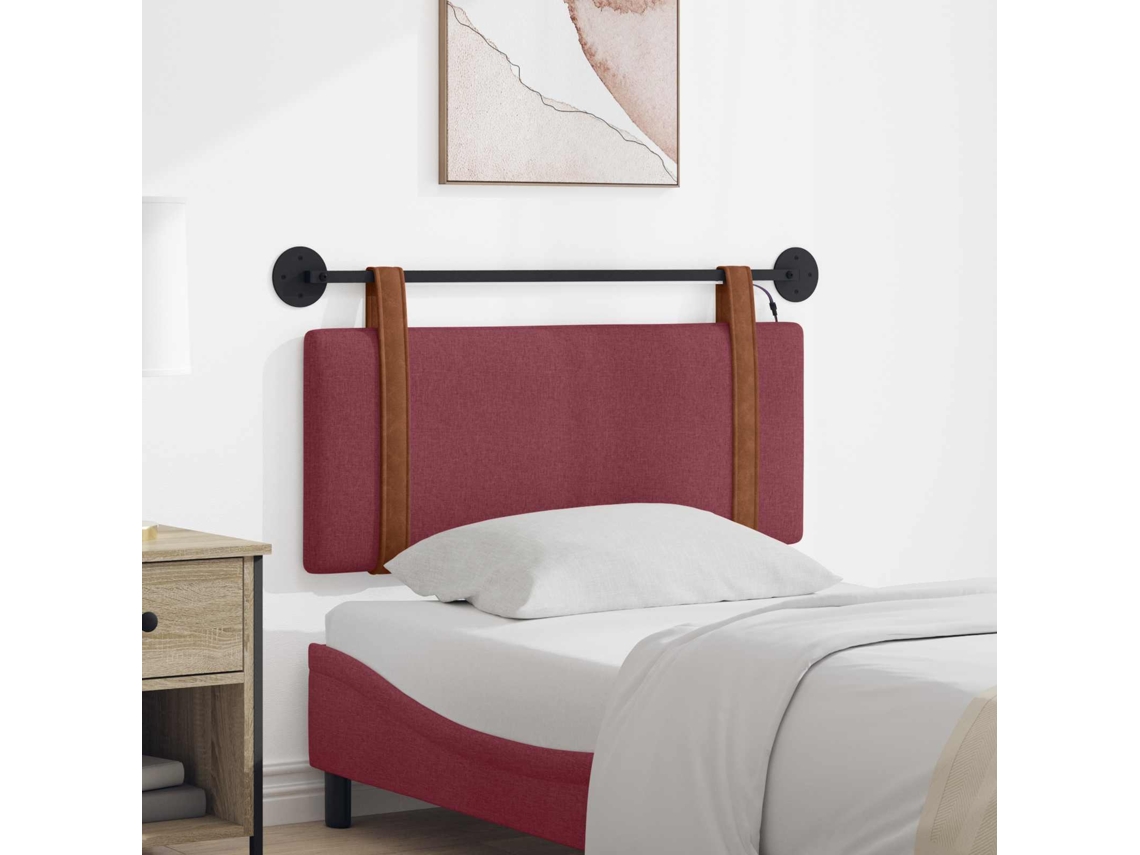 Vidaxl Cabeceira Suspensa Com Luz Led Vinho Vermelho Pu Antigo
