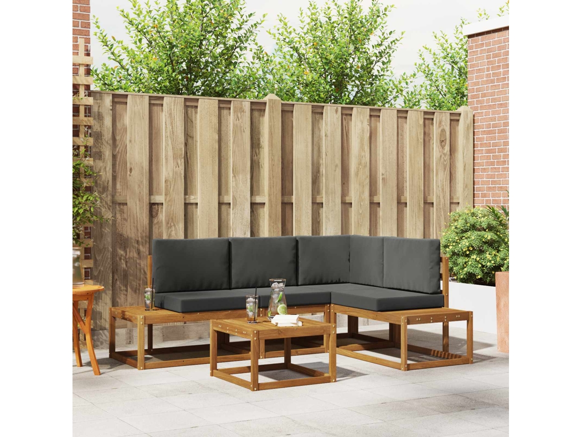 Vidaxl 5 Unid. Conjunto De Sofás Para Exterior Natural E Antracite
