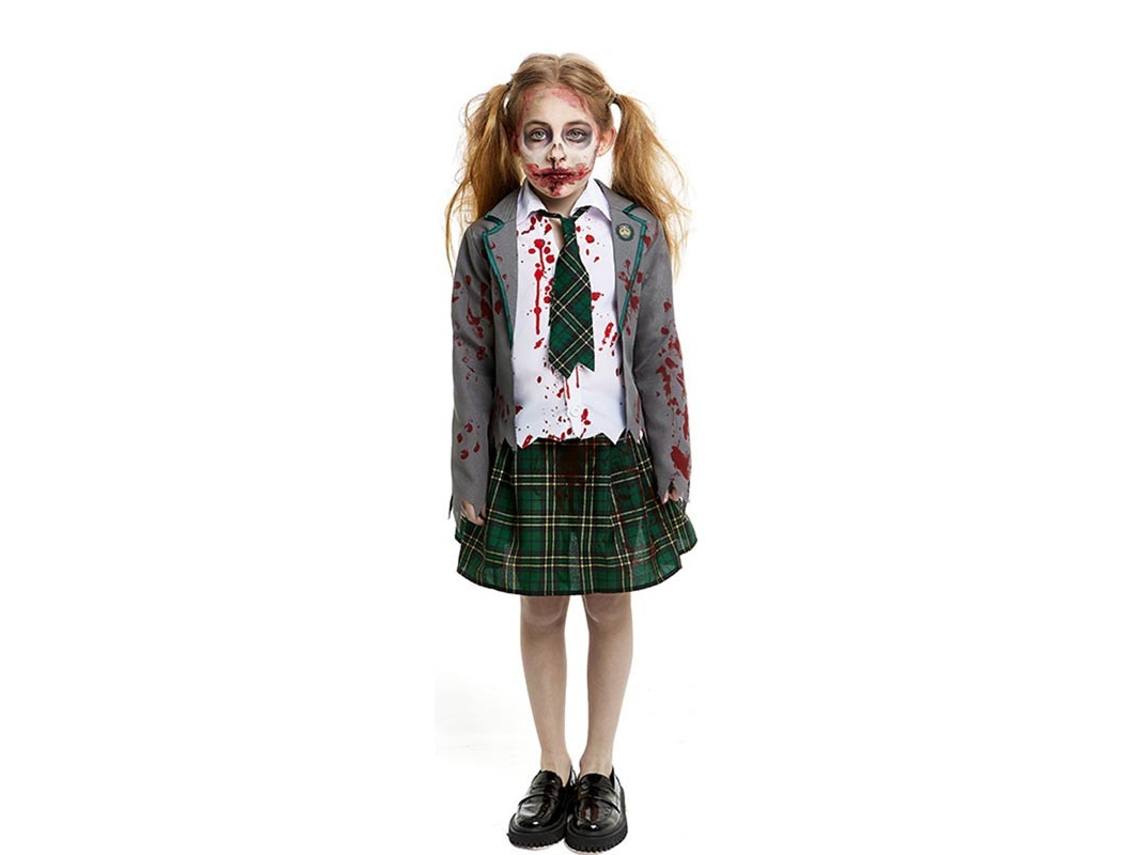 Fato de colegial zumbi cinza com jaqueta para meninas e adolescentes