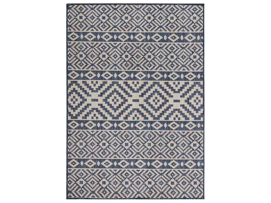 Vidaxl Tapete De Tecido Plano Para Exterior 160x230 Cm Riscas Azuis