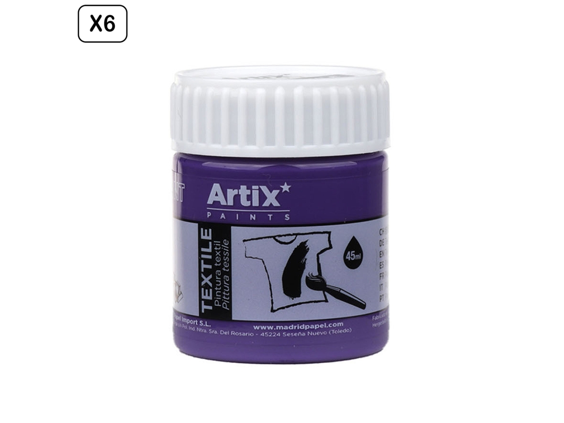 Pacote Com 6 Uds. Tinta Textil Roxa 45 Ml Dam