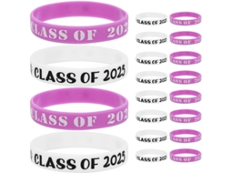 Conjunto de 20 pulseiras Formatura, modernas e confortáveis, ajustáveis em silicone, ideais para uso prolongado.