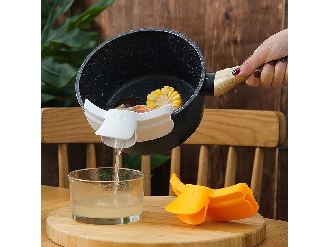 2026 embudo Desviador para Cozinha Anti derrames com Boca de Pato Design Redondo 2 Peças Cinza e Amarelo Tpr