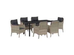 Conjunto 7 Conjunto De Móveis De Exterior Contemporâneo Vidaxl Cinzento Claro Vime Pe