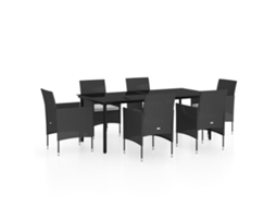 Garden Dining Set, Garden Dining Sets Vidaxl Preto Rattan / Vime (200 Cm Table Length)