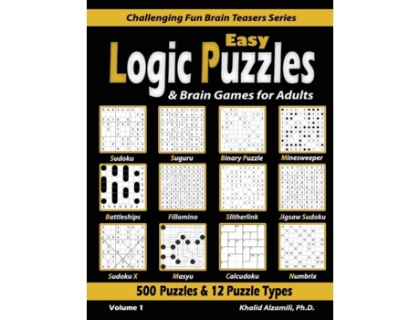 Livro Easy Logic Puzzles amp Brain Games for Adults de Khalid Alzamili (Inglês)