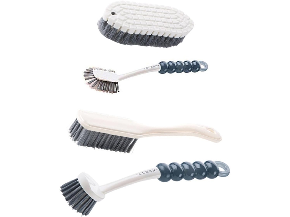 Conjunto De 4 Escovas Limpeza Flexíveis Homoyoyo Com Cabo Ergonômico Plástico Para Cozinha E Banheiro, Adequadas Para