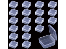 Conjunto De 20 Caixinhas De Plástico Transparente Com Tampa Quadrada, Ideais Para Guardar Miçangas, Bijuterias E Comprimidos. Brilvibera