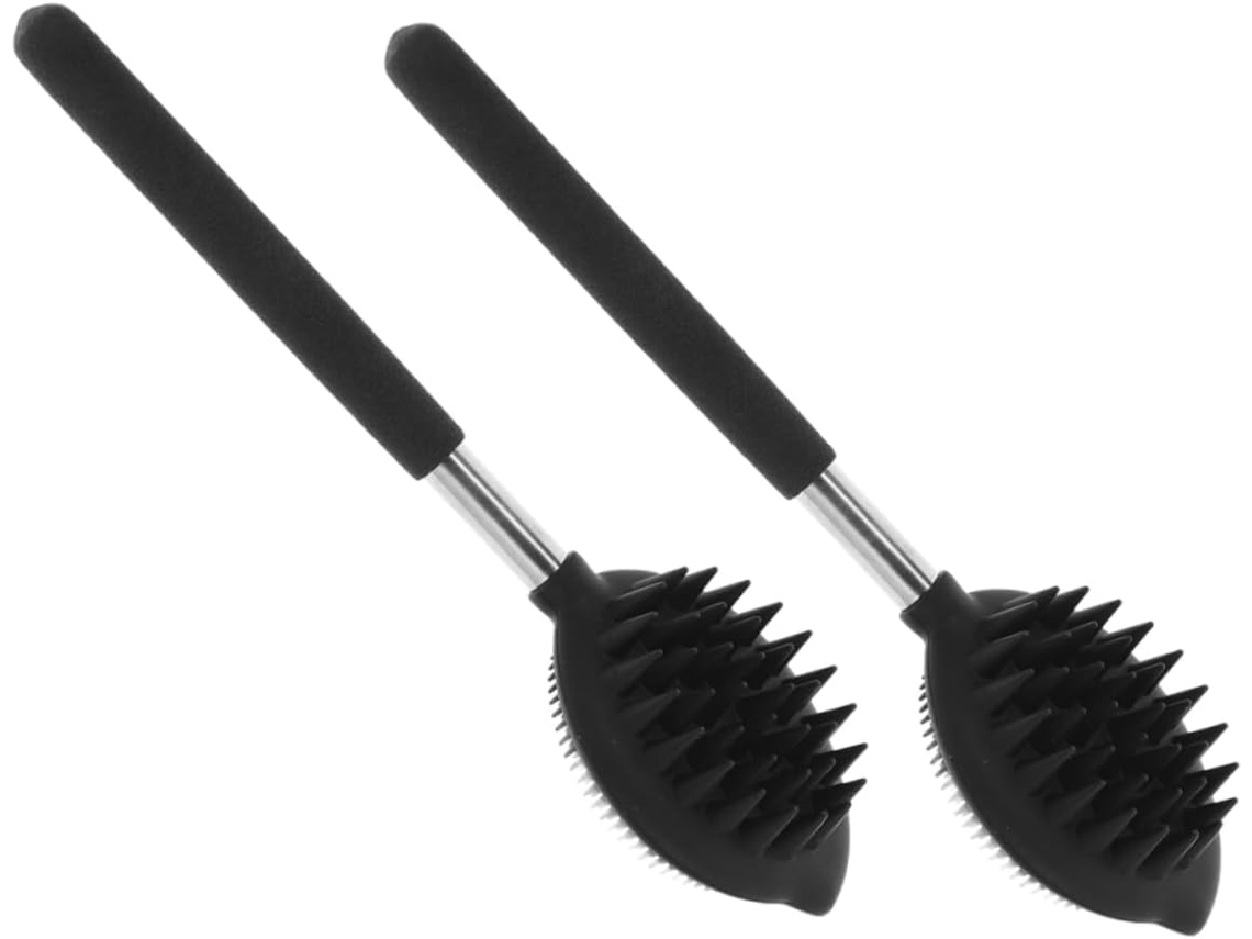 Escova De Silicone Mikinona Para Banho E Corpo, Pacote Com 2 Unidades, Cabo Longo E Macio Para Corpo Peito, Escovação A