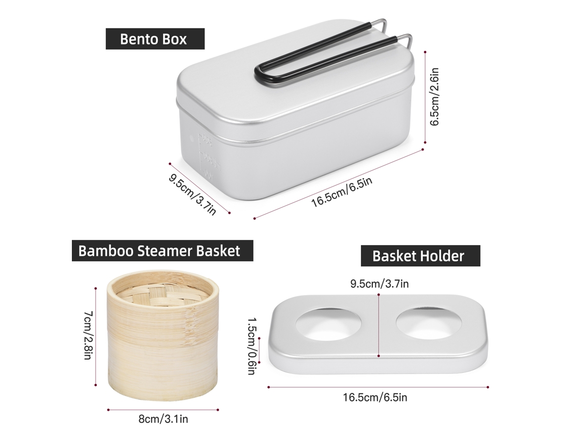 Kit de Cozinha de Camping com 3 Peças e Cestinha de Bambu