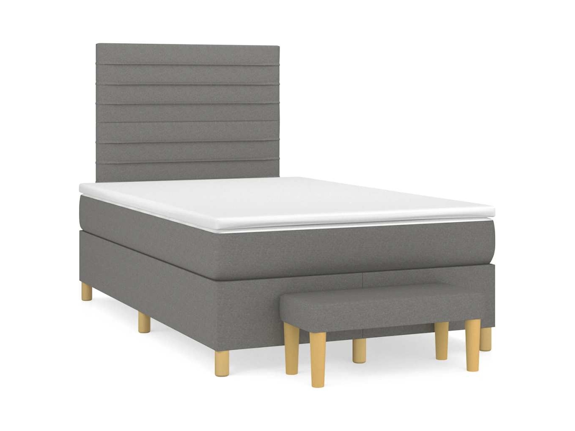 Vidaxl Cama Boxspring Com Colchão 120x190 Cm Tecido Cinzento-escuro