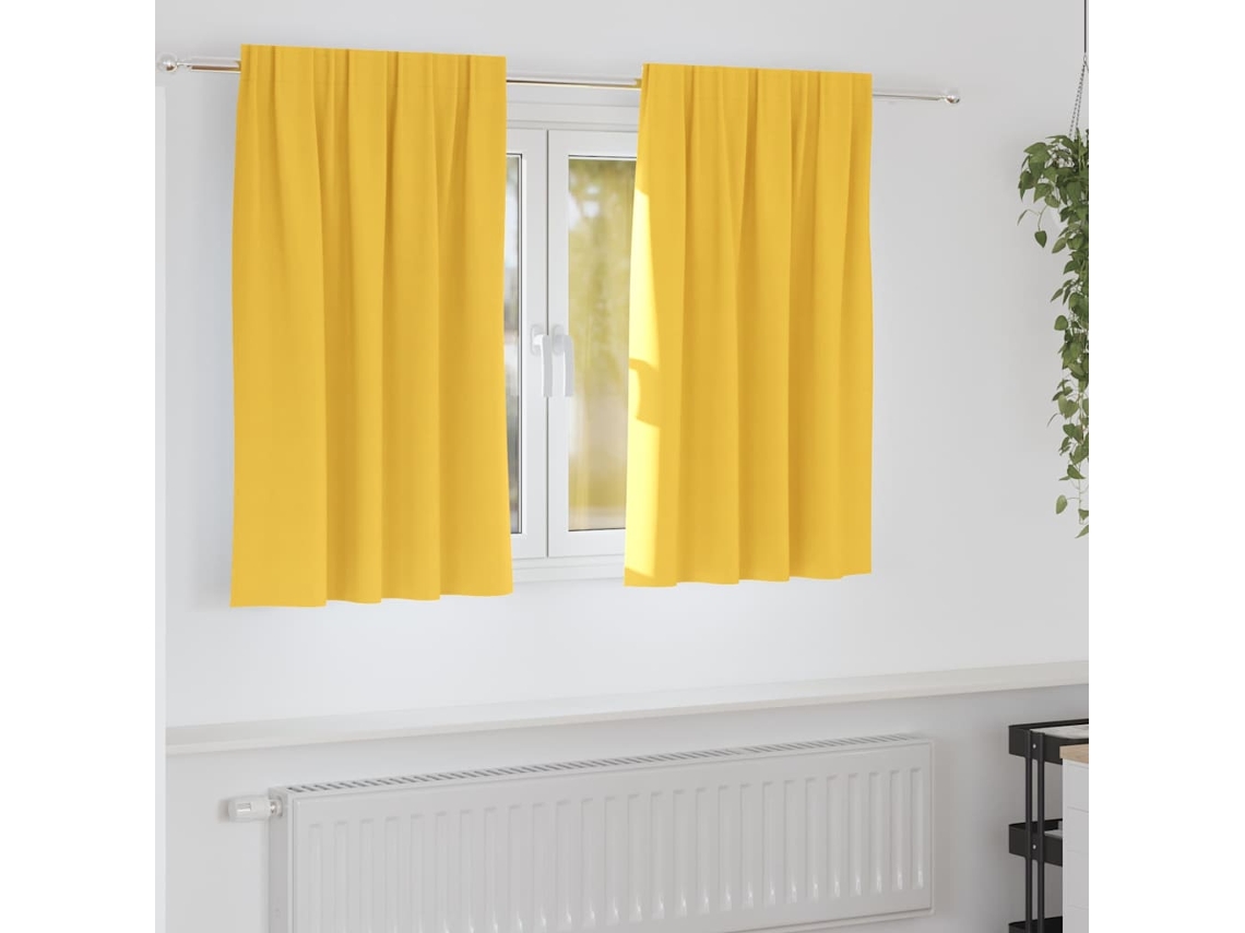 Vidaxl Cortinas Blackout Com Argolas 2 Unid. Amarelo-mostarda