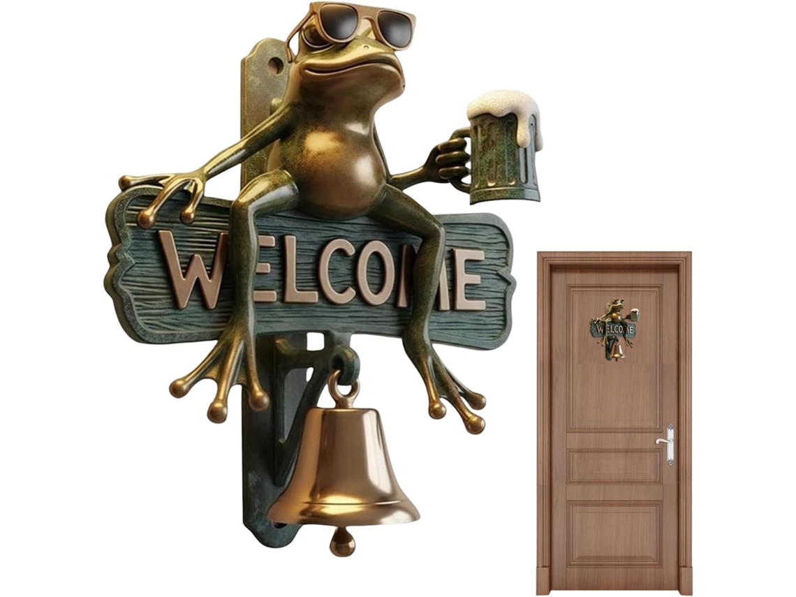 Campainha de sapo engraçado CHABERLU decorativa para casa, parede, exterior e loja