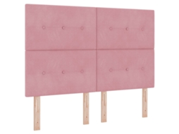 Cama Box Spring Led com Colchão Rosa 140x200 Cm Veludo MAISON EXCLUSIVE