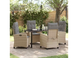 Vidaxl Conjunto De Jantar Para Jardim 5 Unid. Bege Vime Pe