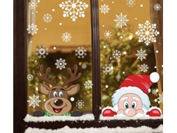 Papai Noel E Rudolph Espiando Adesivos De Janela De Natal Com Flocos De Neve Aquaforge
