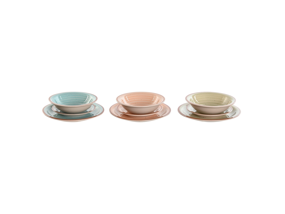 Conjunto de 18 Peças de Louça de Grés Variadas, Cor Âmbar, Medindo 27,5 X 27,5 X 3 Cm. ALEXANDRA HOUSE LIVING