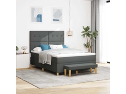 Vidaxl Cama Box Com Cabeceira Cinzento Escuro 200 X 160 Cm Tecido